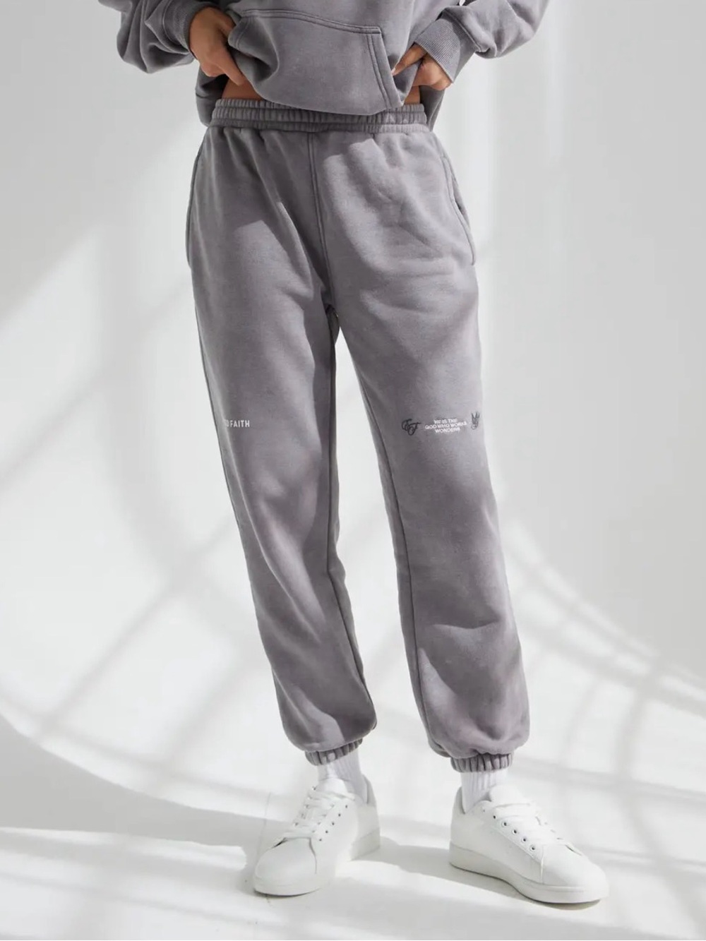 Elevated Faith Women's Gray Fleece Jogger Pants - Cozy Casual Track Joggers